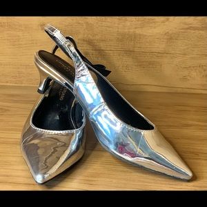 Silver pointed shoes